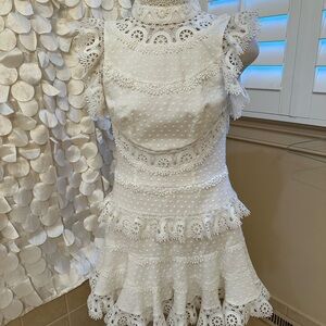 Zimmermann White A-line Flutter Sleeve Mini Dress